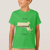 T-shirt - Carte Massachusetts avec la ville (Devant)