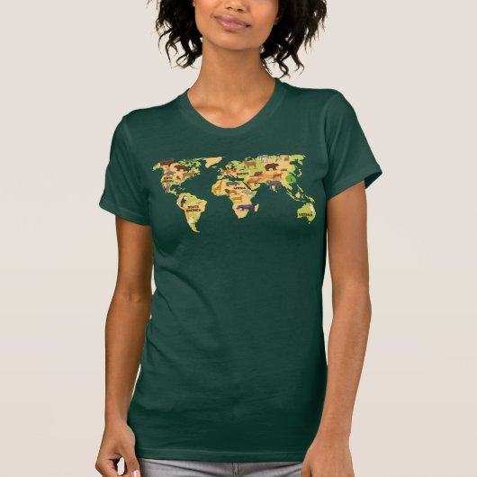T-shirt Carte mondiale des animaux (Devant)