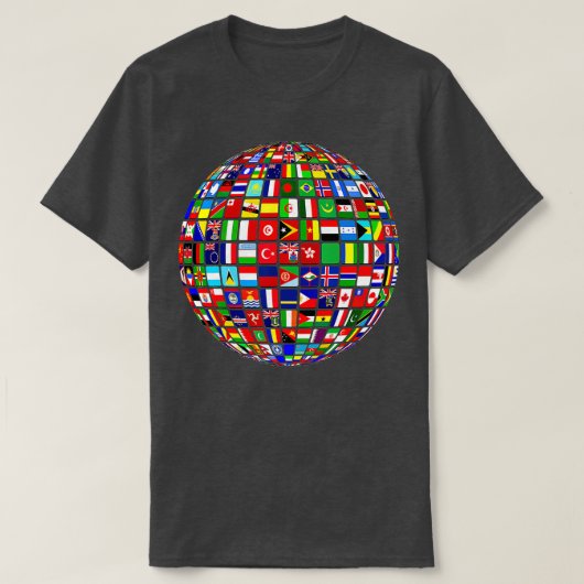 T-shirt Carte mondiale des drapeaux internationaux (Design devant)