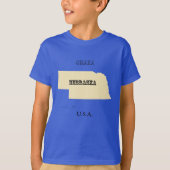 T-shirt - Carte Nebraska avec ville (Devant)