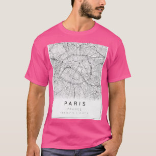 T-shirt Carte Paris Minimaliste En Noir Et Blanc