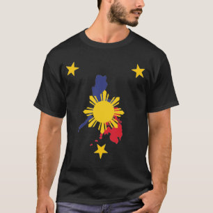T-shirt Carte patriotique philippine avec Sun et 3 étoile