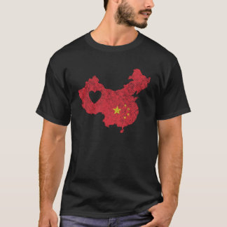 T-shirt Carte pays Chine avec drapeau