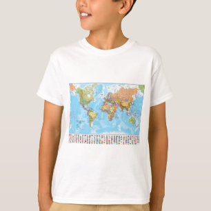 T-shirt Carte politique du monde avec des drapeaux