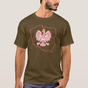 T-shirt Carte Polonaise De Frontière Rouge Avec Aigle