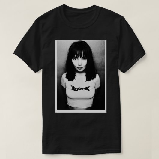 T-shirt Carte postale Björk noir blanc des années 90 (Design devant)