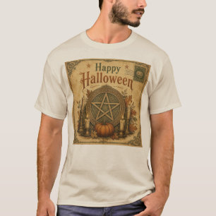 T-shirt Carte postale vintage Halloween pentagramme