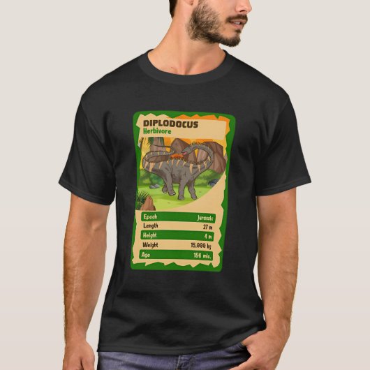 T-shirt Carte Quartet Diplodocus Dinosaur Fait (Devant)