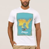 T-shirt Carte rétro de Lemnos Grèce (Devant)