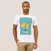 T-shirt Carte rétro de Lemnos Grèce (Devant entier)