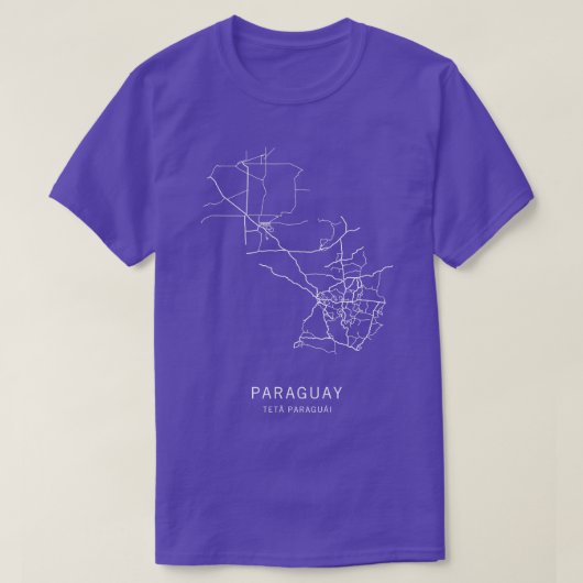 T-shirt Carte routière du Paraguay (Design devant)