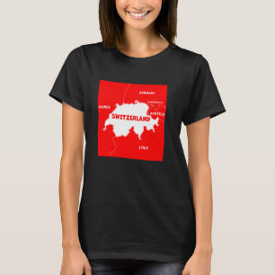T-shirt Carte Suisse aux couleurs du drapeau. Pays voisin