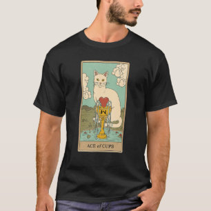 T-shirt Carte Tarot Ace De Tasses Et Chat Chats Graphiques