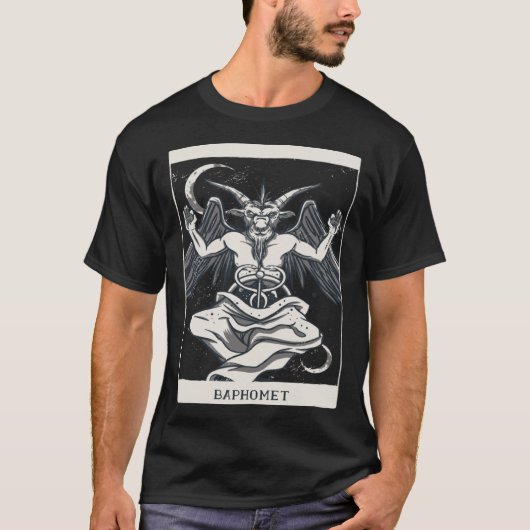 T-shirt Carte Tarot Baphomet Satan Occulte Gothique Occul (Devant)