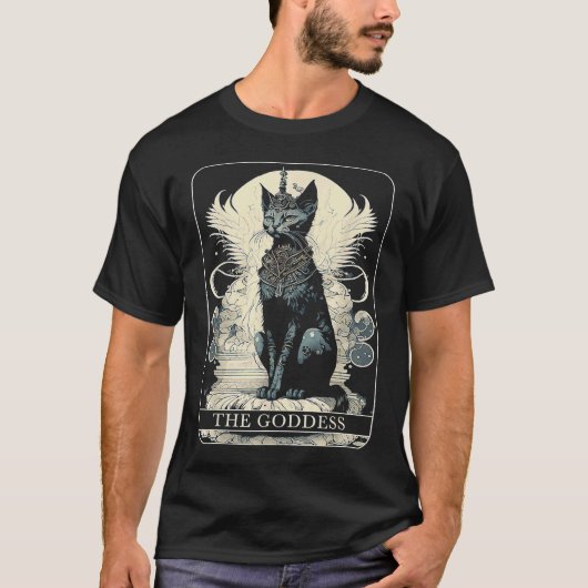T-shirt Carte Tarot Chat Goddess Black Chat (Devant)