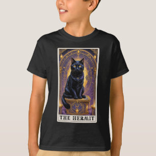 T-shirt Carte Tarot Chat Noir L'Hermite Halloween Enfants