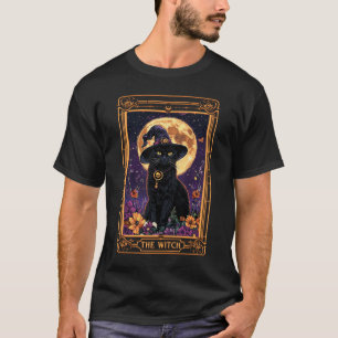 T-shirt Carte Tarot Chat Sorcière Halloween Saison Vintage