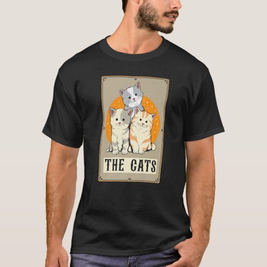 T-shirt Carte Tarot Chats Lecture Occulte Dark Magic (Devant)