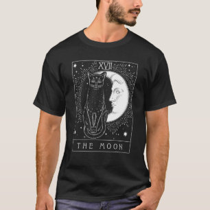 T-shirt Carte Tarot Crescent Moon Et Cat Graphique