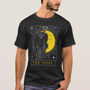 T-shirt Carte Tarot Crescent Moon Et Cat Graphique