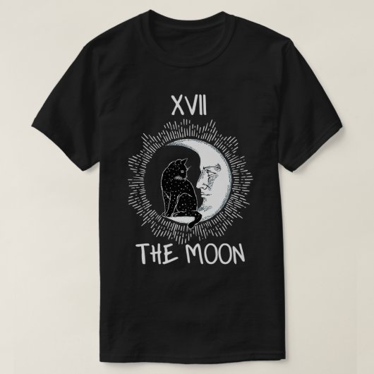 T-shirt Carte Tarot Crescent Moon Et Chat Jersey Graphique (Design devant)