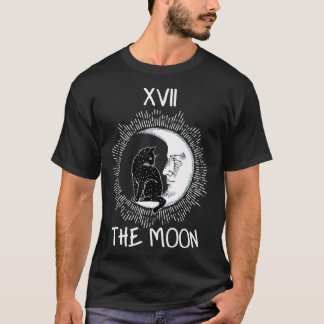 T-shirt Carte Tarot Crescent Moon Et Chat Jersey Graphique