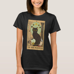 T-shirt Carte Tarot de haute prêtresse Chat Noir Mystique