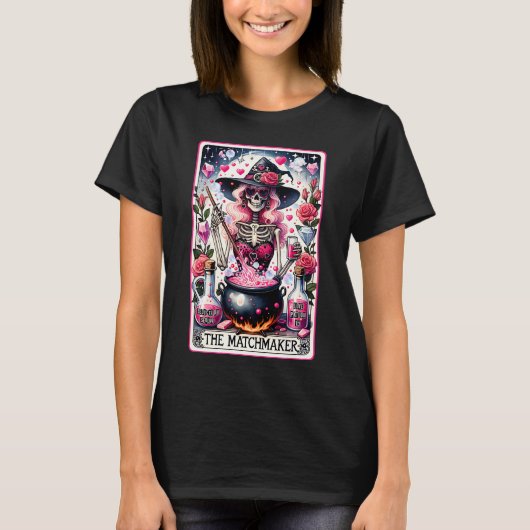 T-shirt Carte Tarot Drôle de Matchmaker Skeleton (Devant)