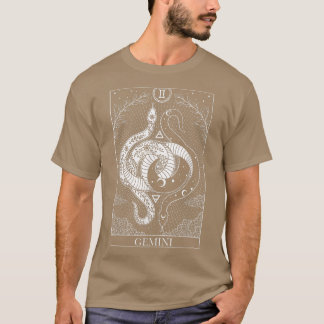 T-shirt Carte Tarot Gemini Crescent Moon Et Sanke