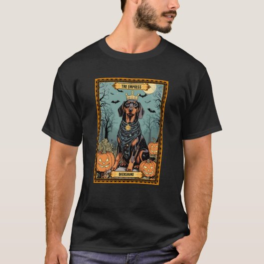 T-shirt Carte Tarot Halloween Dachshund Empress (Devant)