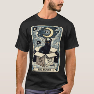 T-shirt Carte Tarot Hermite Chat En Boîte Mystic Funny Cha