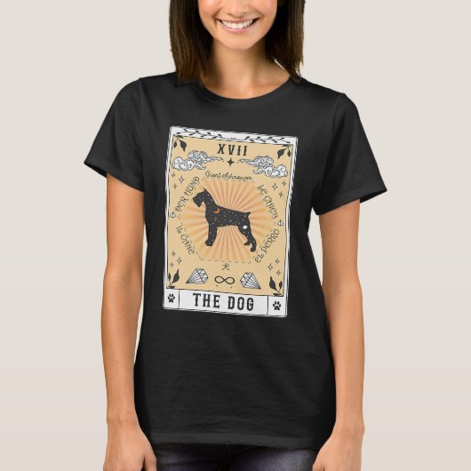 T-shirt Carte Tarot Le Chien Giant Schnauzer Espace Célest (Devant)