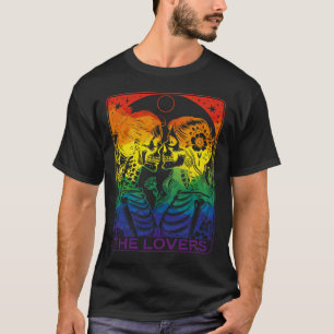 T-shirt Carte Tarot Les amoureux Rainbow Kissing Lesbian S