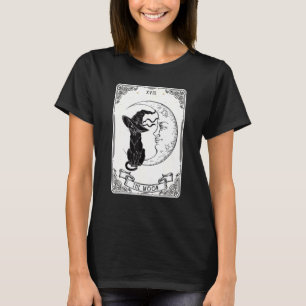 T-shirt Carte Tarot Lune Éffrayante sorcière Chat Noir Cre