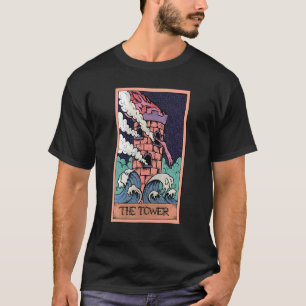 T-shirt Carte Tarot Tour Et Sphynx Cat Occult Graphi