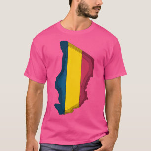 T-shirt Carte Tchad Avec Drapeau Tchadien