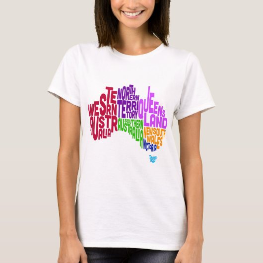 T-shirt Carte texte typographique Australie (Devant)