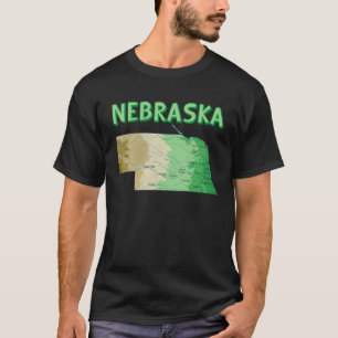T-shirt Carte Topographique De Nebraska Shaded Relief Map 