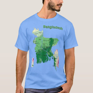 T-shirt Carte topographique du Bangladesh, carte des secou