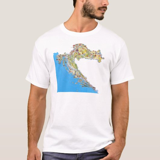 T-shirt Carte touristique de la Croatie, mapa de (Devant)