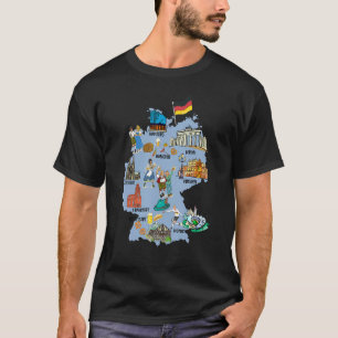 T-shirt Carte touristique de l'Allemagne avec des points d