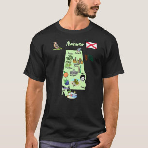 T-shirt Carte Touristique De L'État Alabama Usa Principale