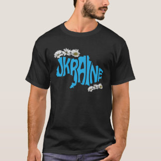 T-shirt Carte ukrainienne Drapeau Souvenir Fleurs de liber