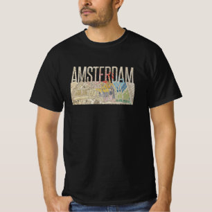 T-shirt Carte Vintage Amsterdam