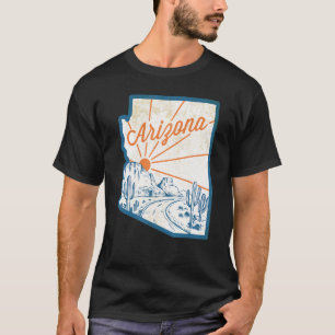 T-shirt Carte vintage Arizona State Map Main Drake Desert