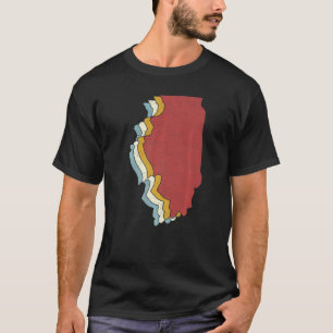 T-shirt Carte Vintage de l'État des États-Unis Retro Illin