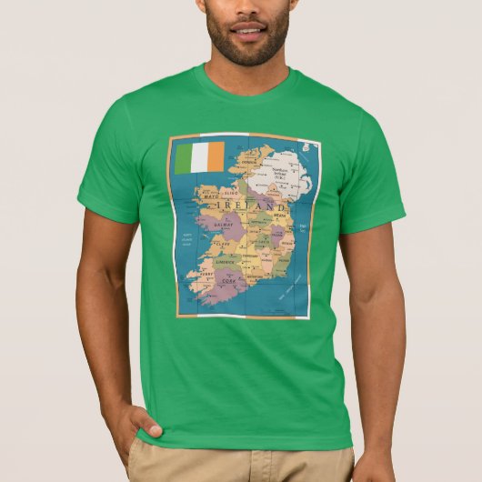 T-shirt Carte vintage de l'Irlande (Devant)
