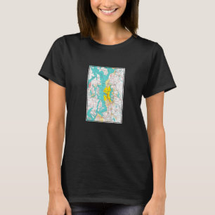 T-shirt Carte vintage de Seattle et du Puget Sound 1970