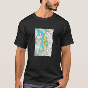 T-shirt Carte vintage de Seattle et du Puget Sound 1970
