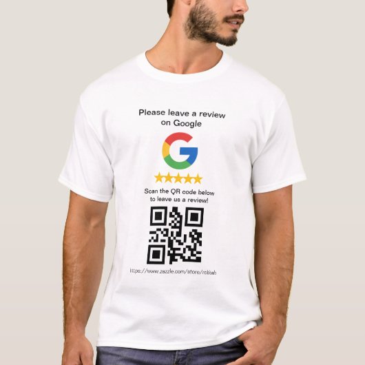 T-shirt Cartes de code QR de révision Google, Panneau de r (Devant)